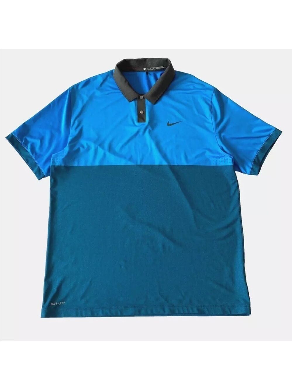 Nike Tiger Woods Collection Dri-Fit Polo Shirt Size XL Blue Snap button